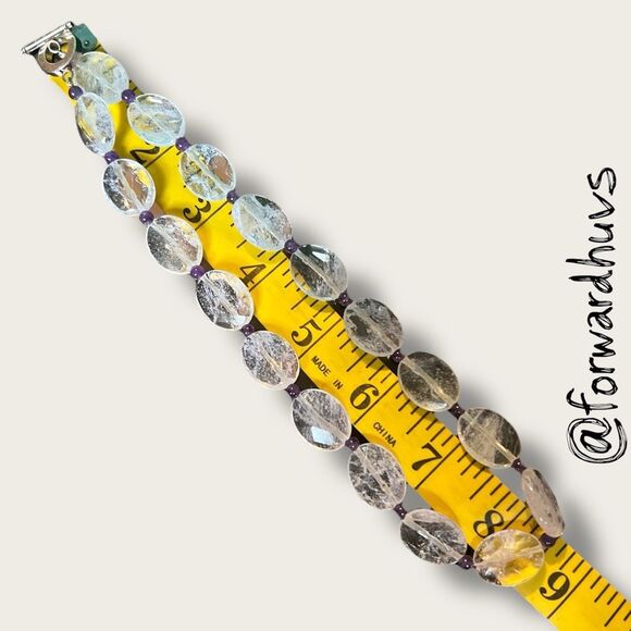 Light Pink Faceted Glass Necklace With Amethyst Spacer Beads - READ - Picture 5 of 9